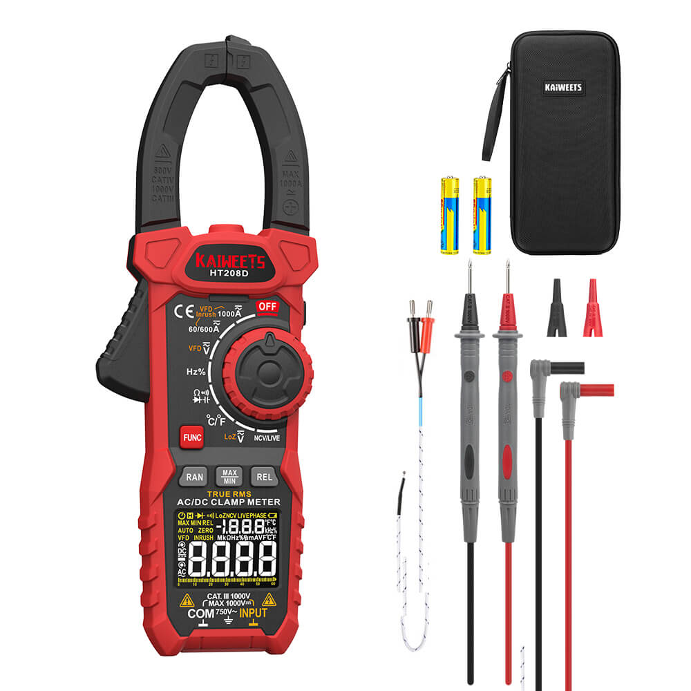 KAIWEETS HT208D 1000A AC/DC Inrush Clamp Meter