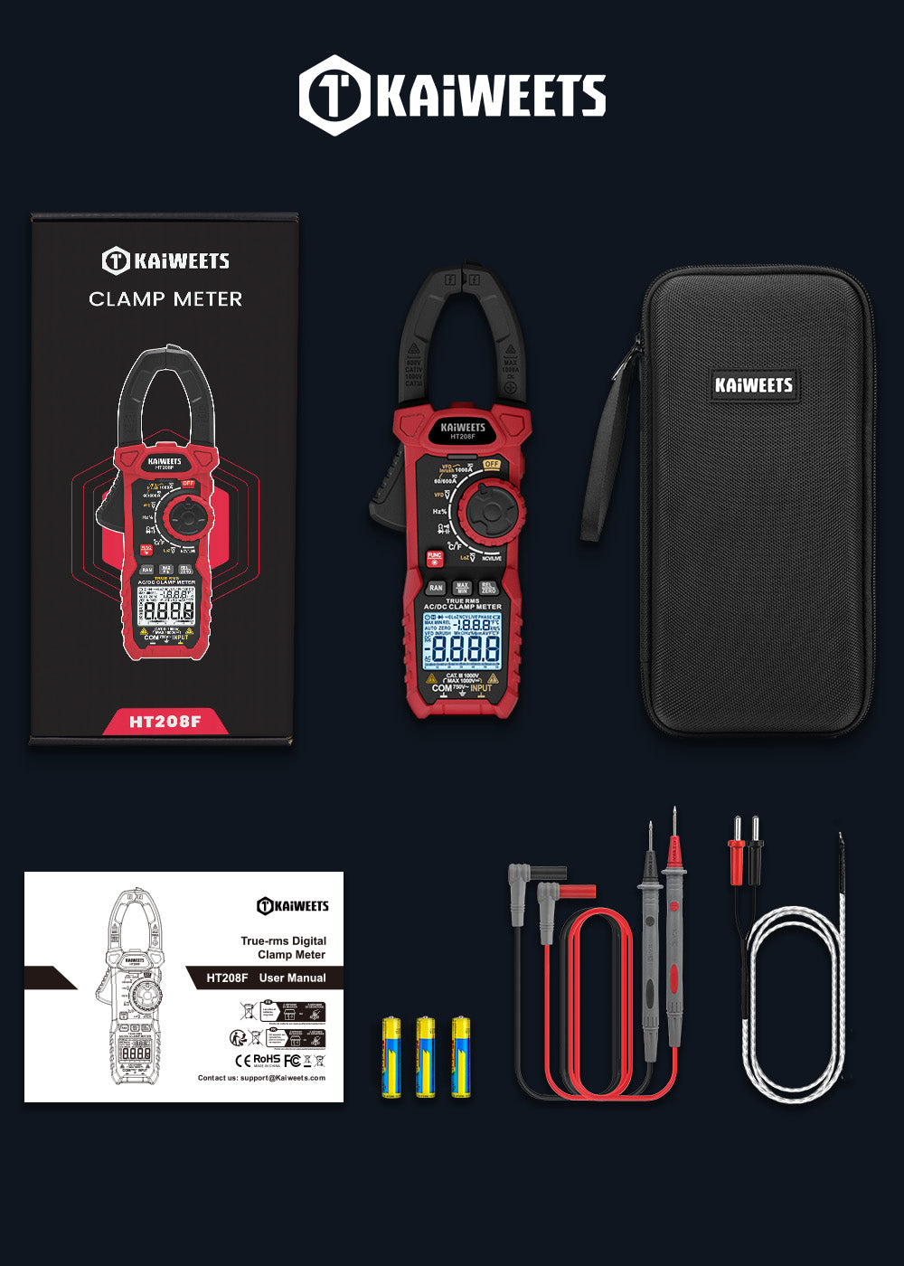 KAIWEETS HT208F Inrush Digital Clamp Meter a+