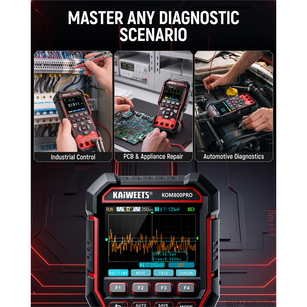 KAIWEETS KOM800PRO 3-in-1 Oscilloscope Multimeter