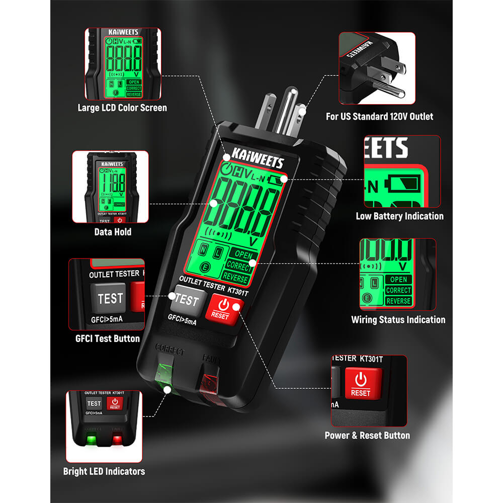 KAIWEETS KT301T GFCI Outlet Tester