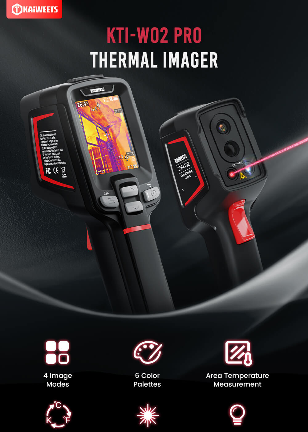 KAIWEETS KTI-W02 PRO 256*192 Thermal Imaging Camera phone