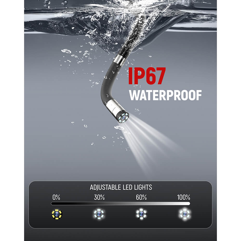 KAIWEETS KBA02 inspection camera with IP67 waterproof articulating head