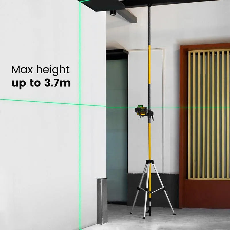 KAIWEETS KT-100P Professional Laser Level Elevating Tripod with 12.18ft Telescopic Rod - Kaiweets
