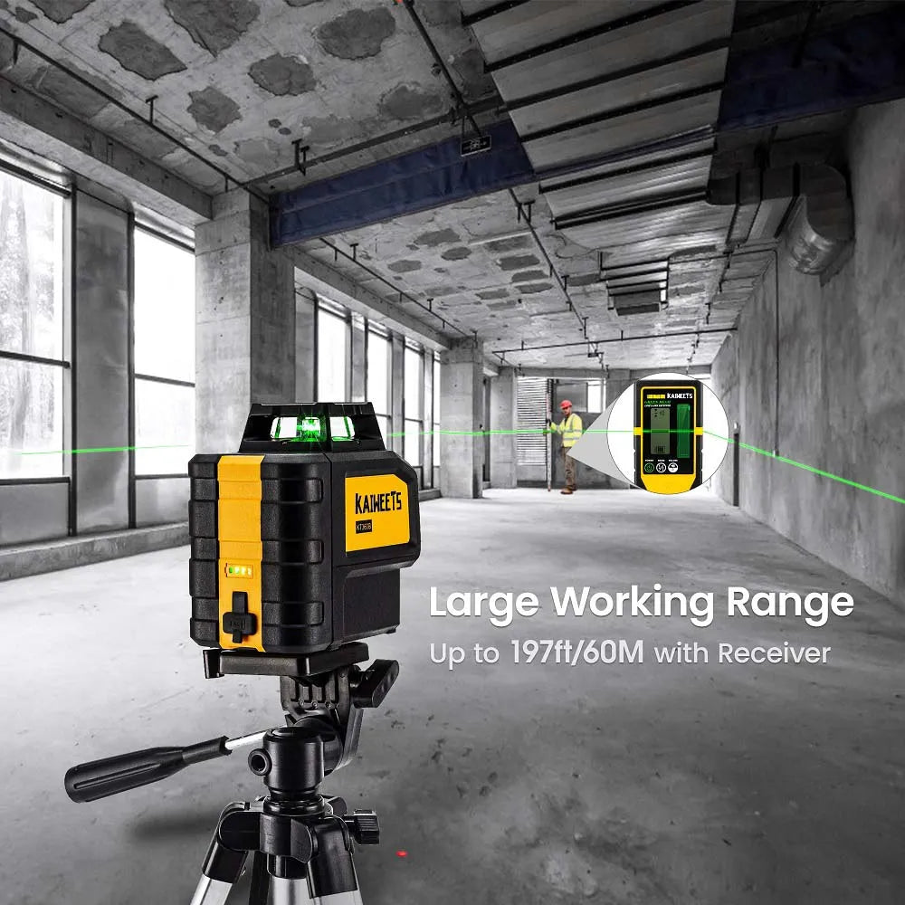 KAIWEETS KT360B Self Leveling Green Laser Level - 360 Horizontal Line with 1 Vertical Laser Line - Kaiweets