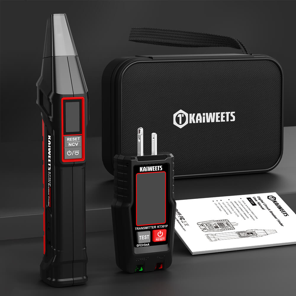 Standard KT301P package with circuit breaker locator, GFCI tester, manual, and case.