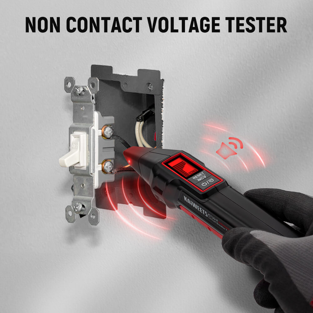 KT301P receiver includes a non-contact voltage tester for safely detecting live circuits without direct contact.