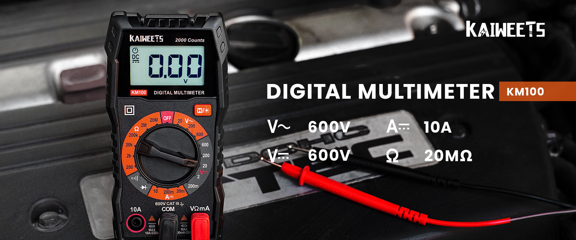 Multimètre numérique KAIWEETS KM100 pour testeur de tension AC/DC