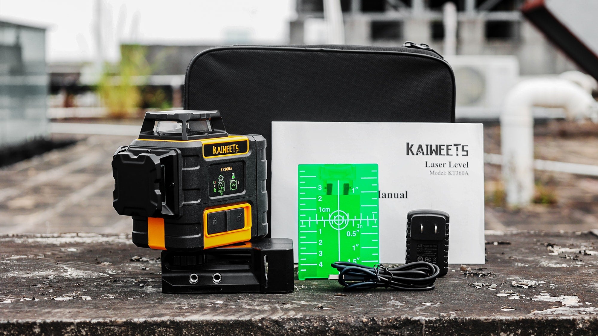 KAIWEETS KT-100P Poteau télescopique de niveau laser avec trépied et support