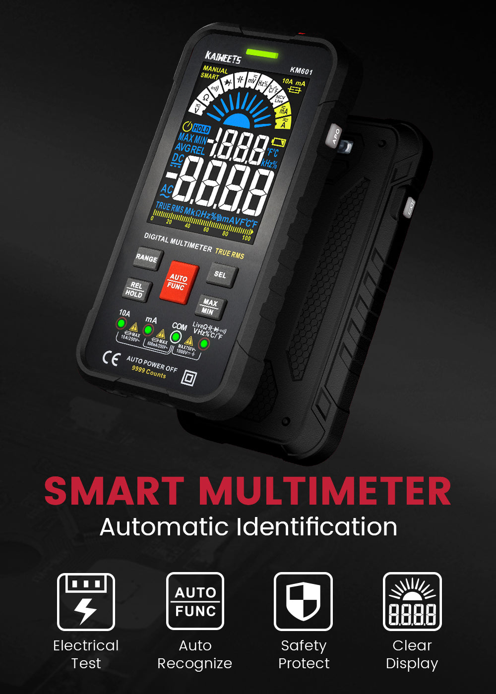 KAIWEETS KM601 Smart Digital Multimeter - 10000 Counts True-RMS