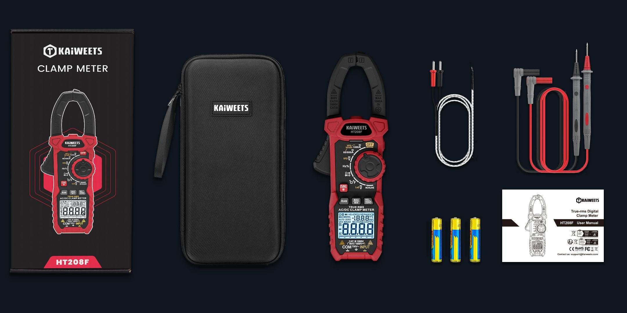 KAIWEETS HT208F Inrush Digital Clamp Meter A+