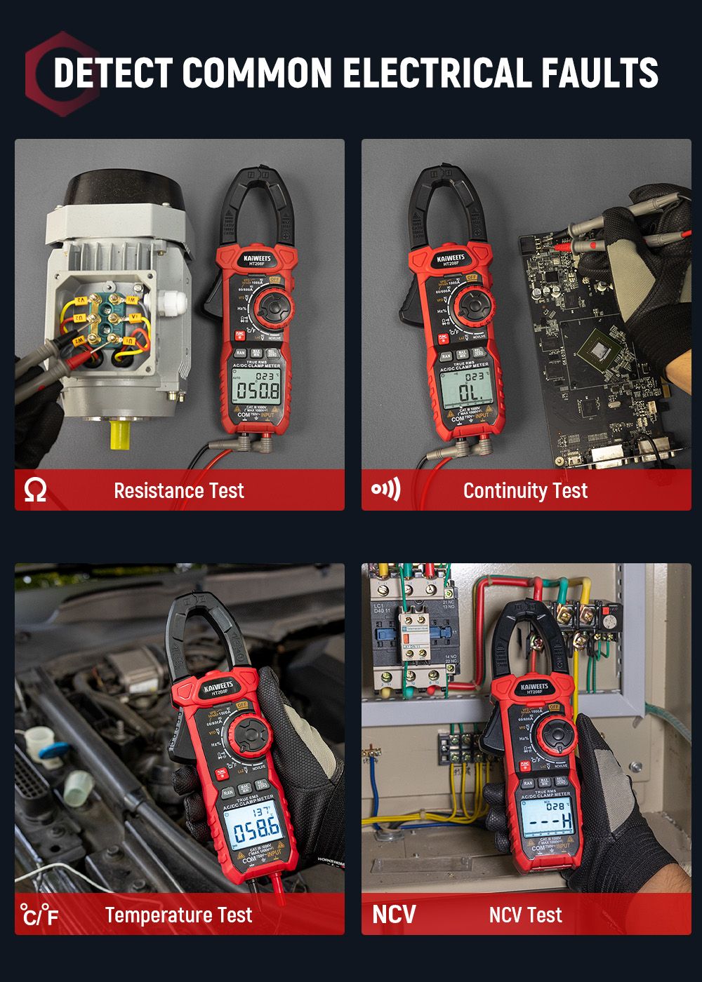 KAIWEETS HT208F Inrush Digital Clamp Meter a+