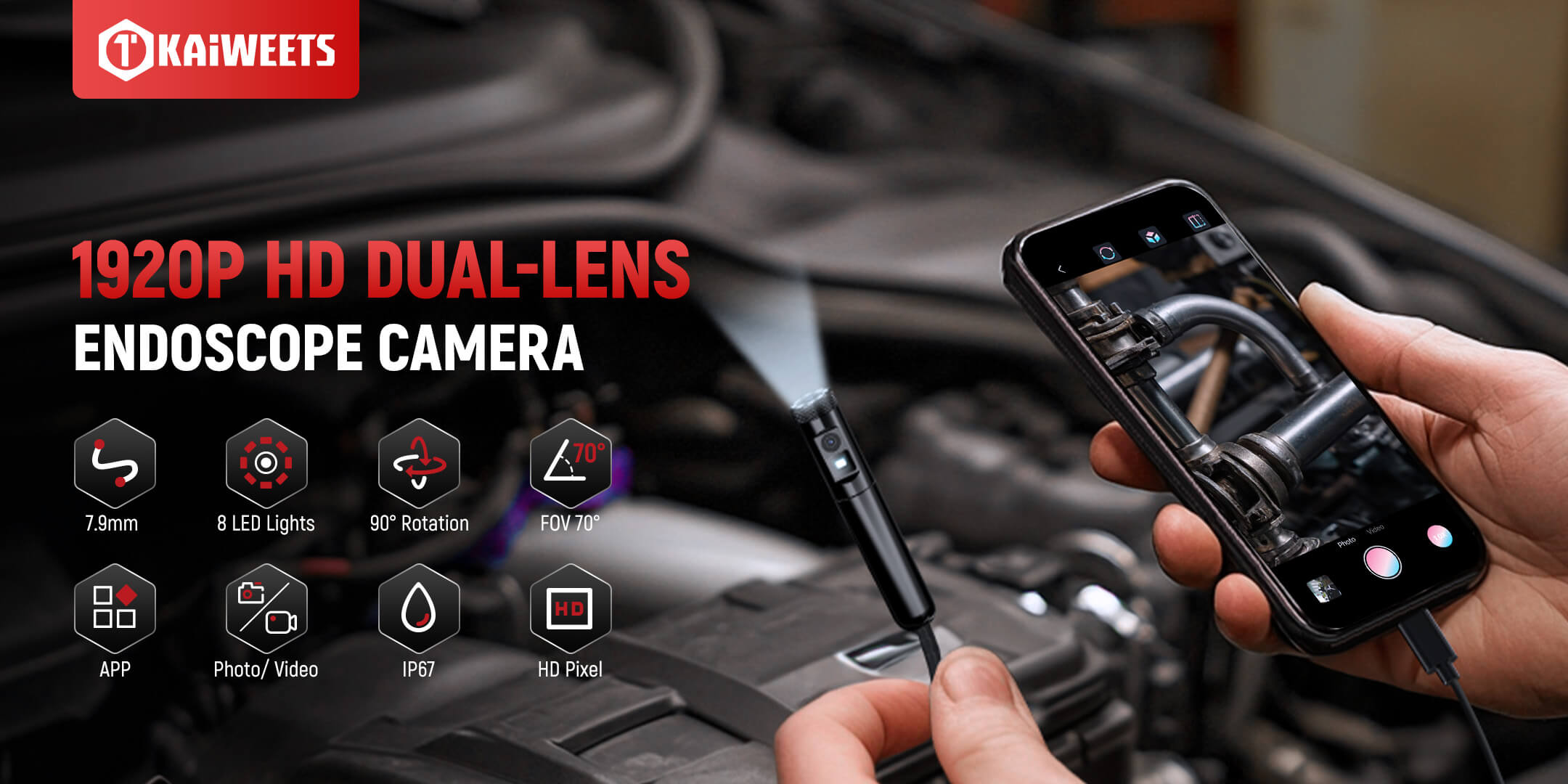 KAIWEETS KBM01 1920P Endoscope Camera