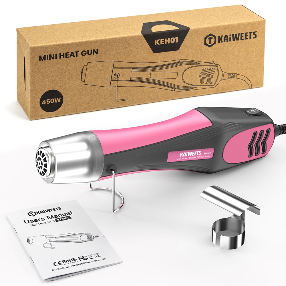 KAIWEETS KEH01 Mini Heat Gun 482°F/842°F Fast Heating Pink / US Plug