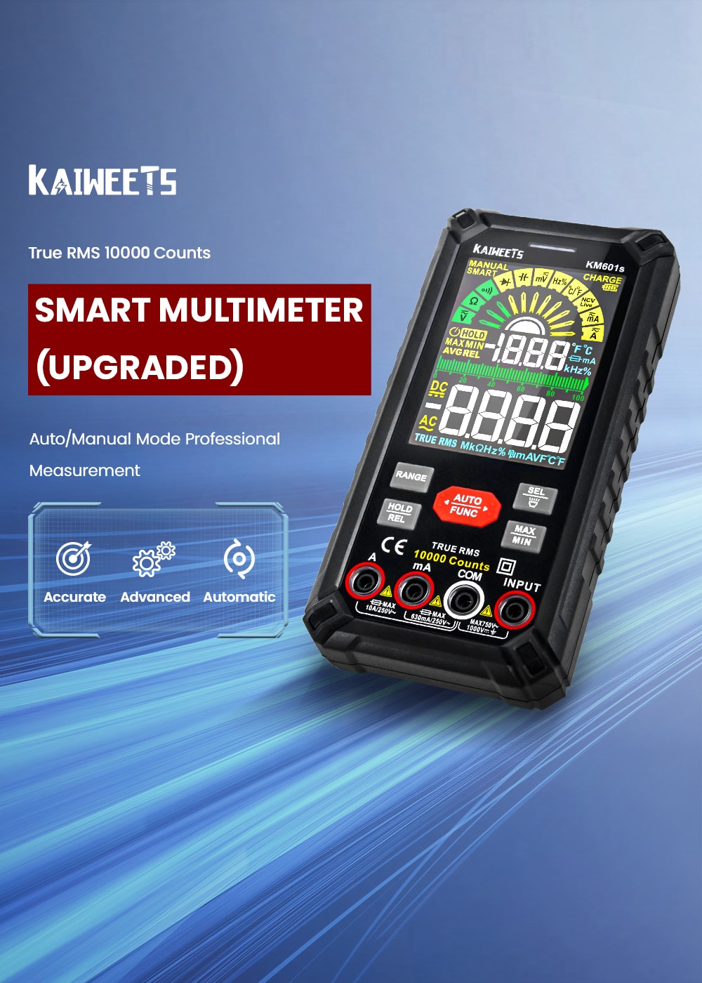 KAIWEETS KM601S Smart Digital Multimeter 10000 Counts True-RMS