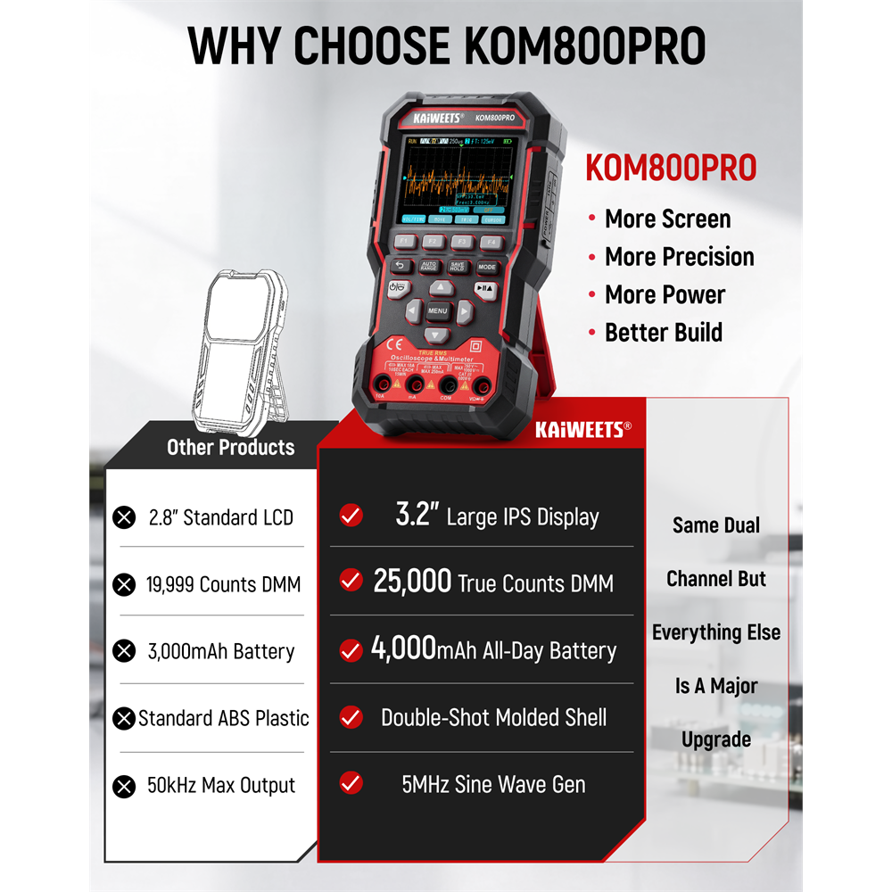 KAIWEETS KOM800PRO 3-in-1 Oscilloscope Multimeter