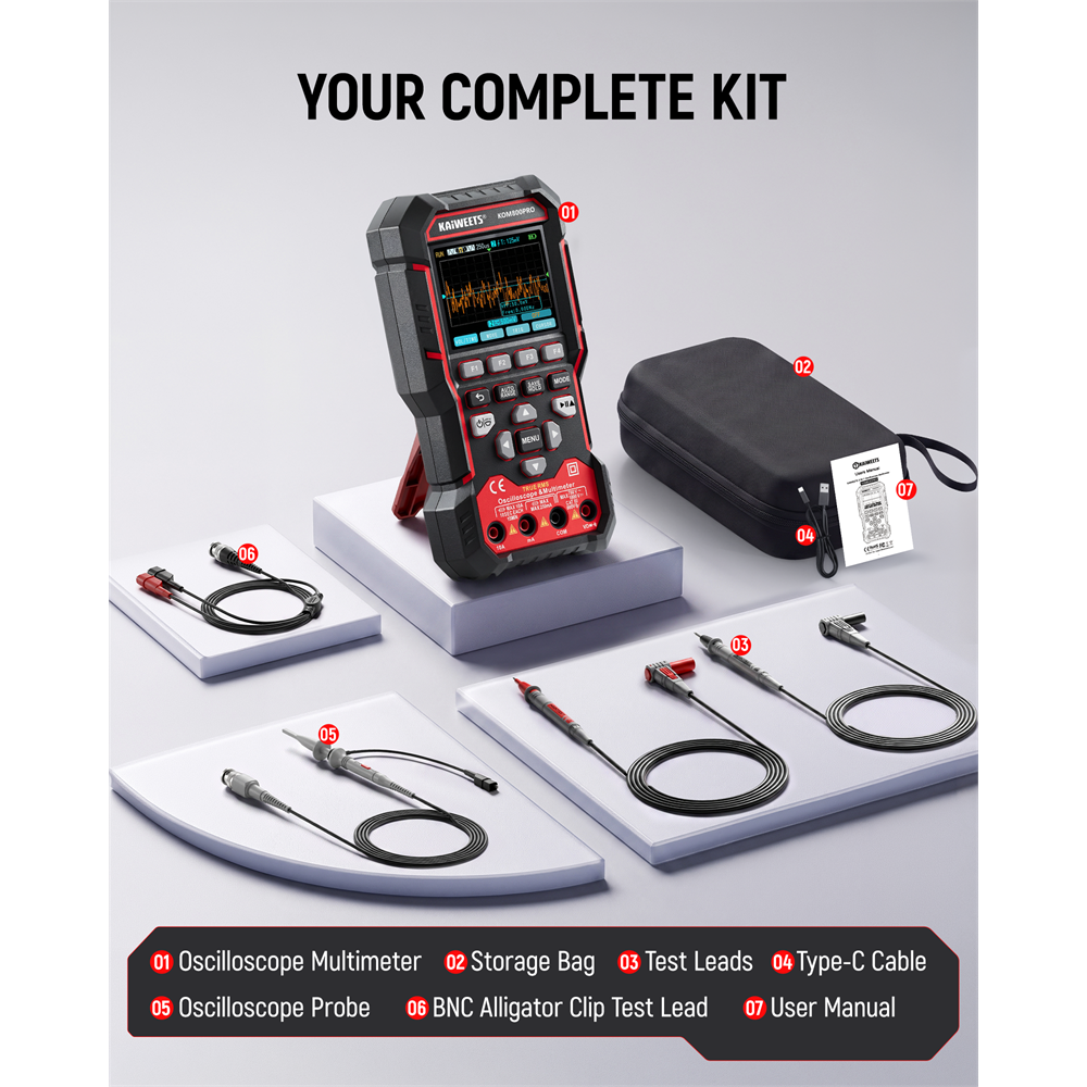 KAIWEETS KOM800PRO 3-in-1 Oscilloscope Multimeter