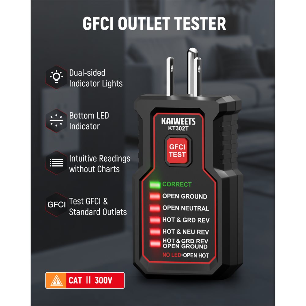 KAIWEETS KT302T GFCI Outlet Tester