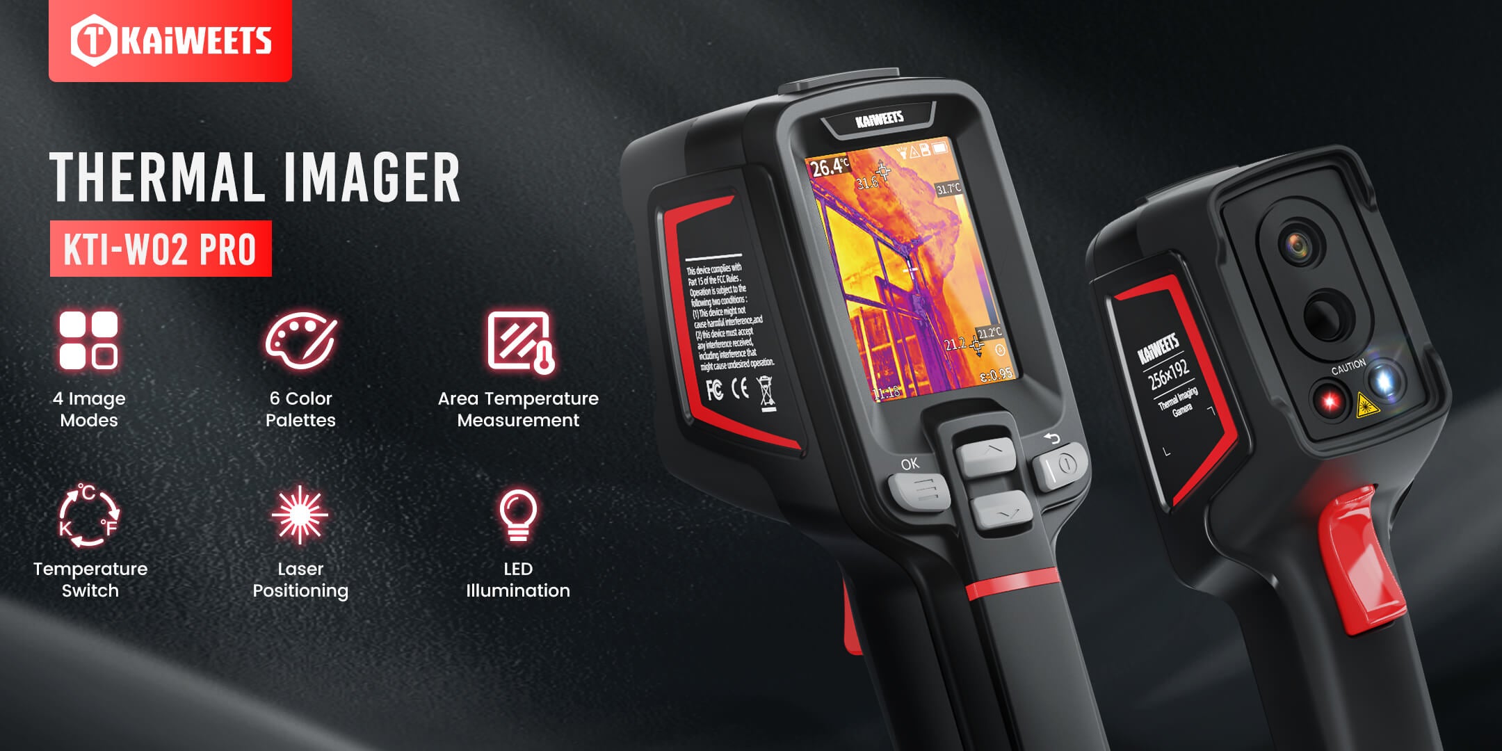 KAIWEETS KTI-W02 PRO 256*192 Thermal Imaging Camera