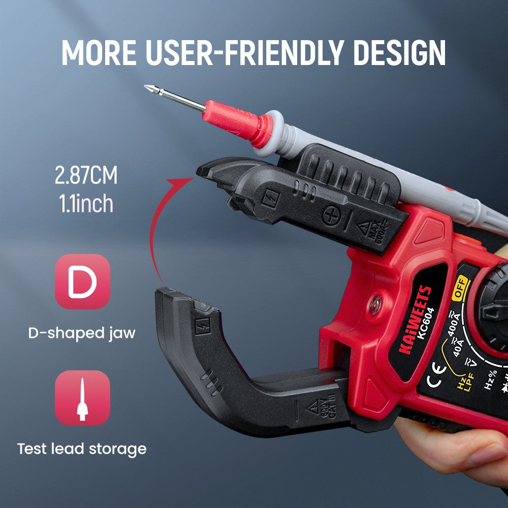 KAIWEETS KC604 Digital Clamp Meter with D-shaped Jaw