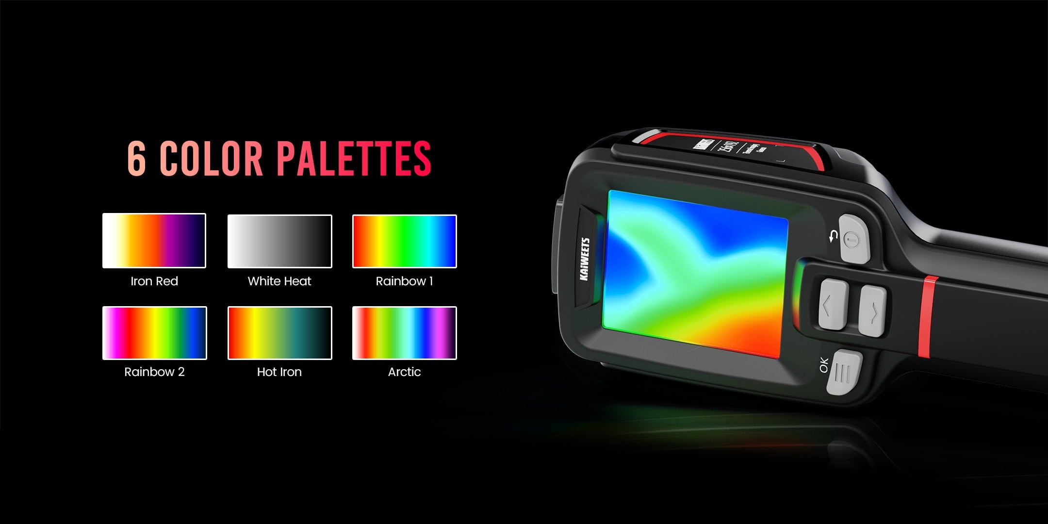Kti-W02 handheld ir thermal camera multiple color palette options