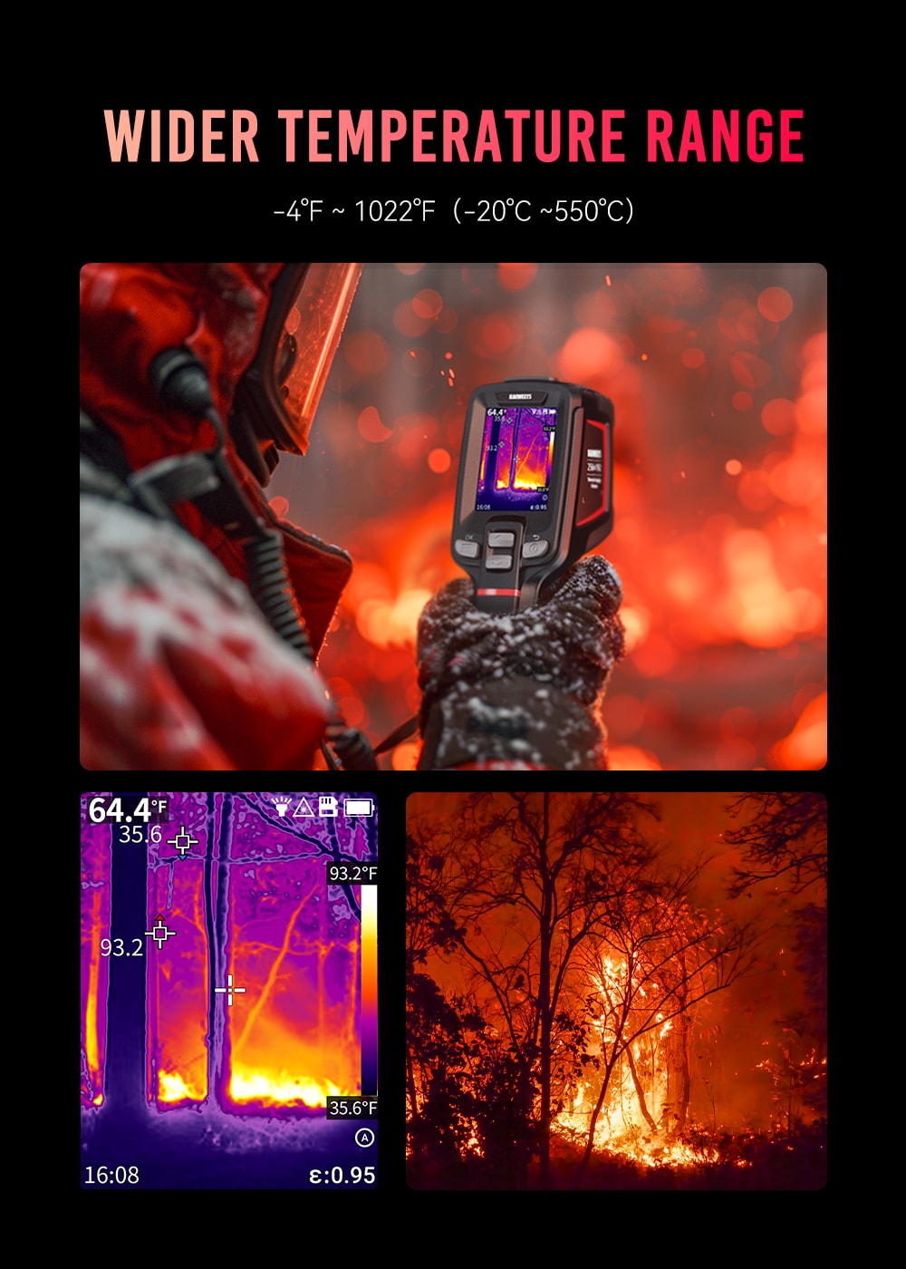 Kti-W02 infrared thermal camera has a wide temperature measurement range