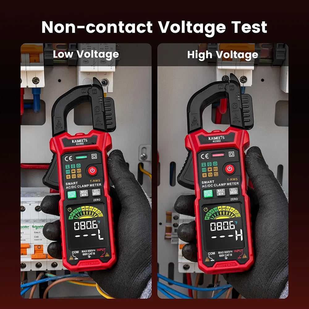 Auto-Ranging Clamp Meter, Digital Current with Voltage, Amp, Red 