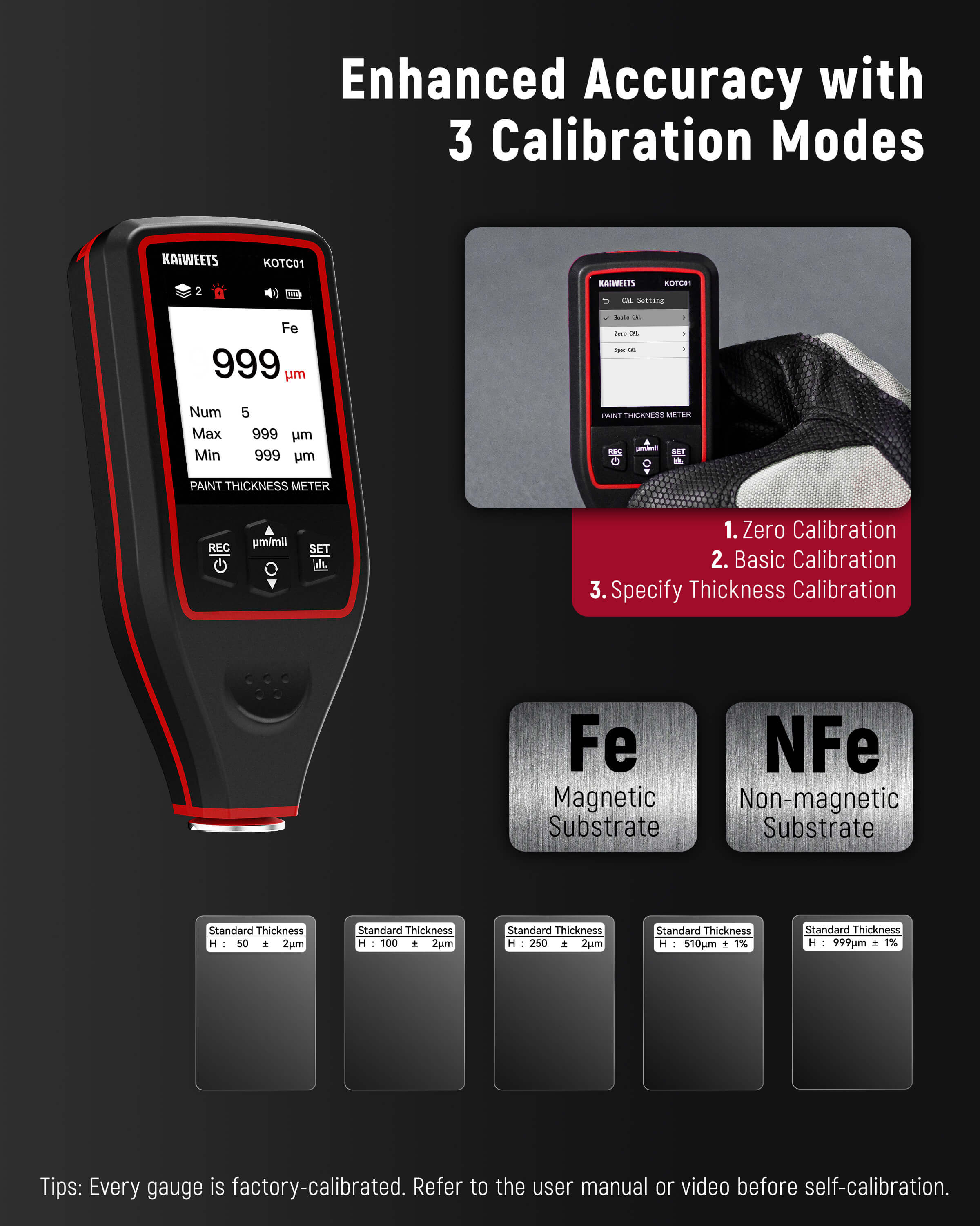 KAIWEETS KOTC01 Paint Thickness Gauge - Kaiweets