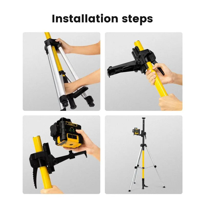 KAIWEETS KT-100P Professional Laser Level Elevating Tripod with 12.18ft Telescopic Rod - Kaiweets