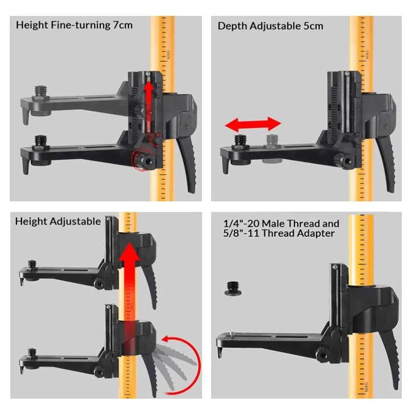 KaiTian 1/4'' or 5/8'' Niveau Laser Leveling Bracket Clip Extension Ceiling  Support Fixed Rod Universal Line Laser Leveler Tools