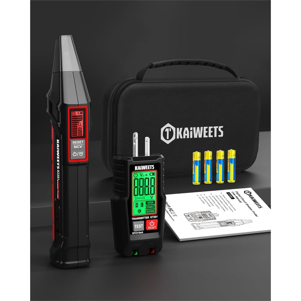 Standard KT301P package with circuit breaker locator, GFCI tester, manual, and case.