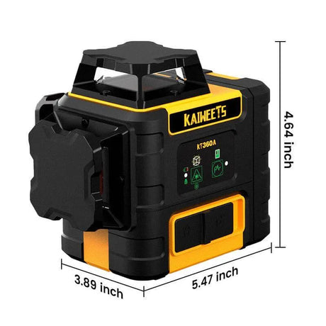 KAIWEETS KT360A 3 x 360 Line Self Leveling Laser with Rechargeable Battery - Kaiweets