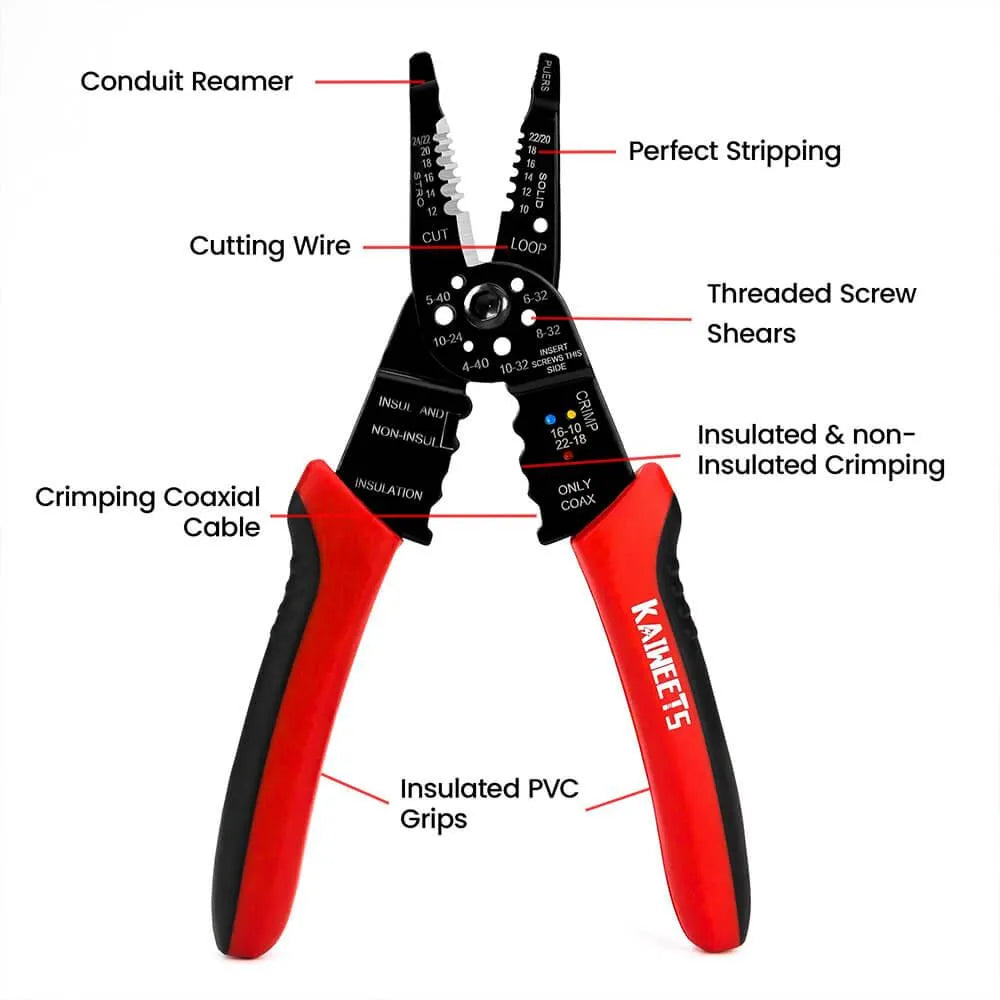 Multi Purpose Electrician Red Scissors 5.25 Cutting Stripping Wires  Electrical Repair Stainless Steel Instruments