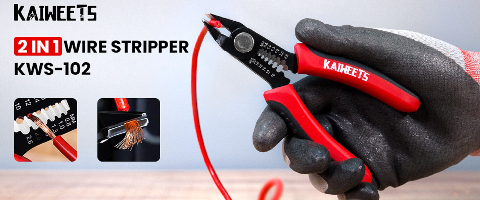 KAIWEETS KWS-101 Wire Stripper 10-20 AWG Cable Cutter Stripping Tool